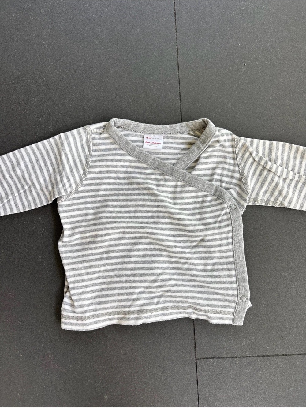 Organic cotton Hanna Andersson striped wrap top, 12-18 mos